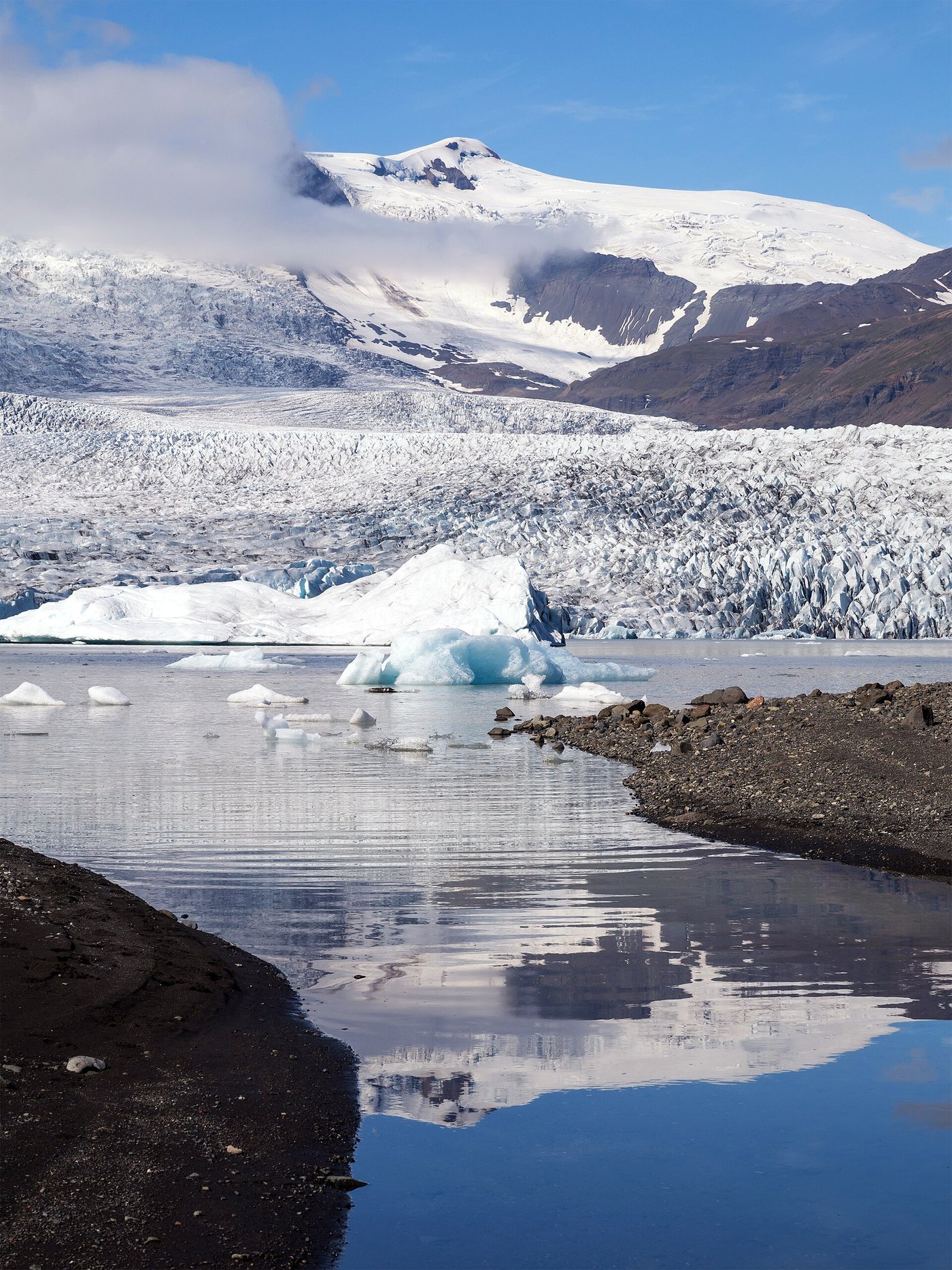 Glacier face from the shore, portrait